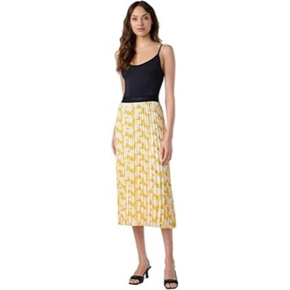 Karl Lagerfeld Paris Pleated Mid Skirt Yellow ( L )